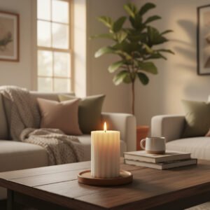 White Lavender Pillar Candle