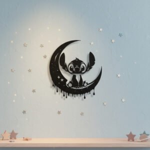 Stitch on Moon Wall Art