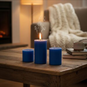 Premium 3-Piece Blue Candle Set