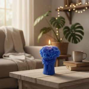 Blue Rose Bouquet Candle Lavender Fragrance