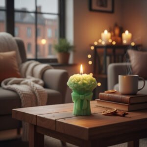 Green Rose Bouquet Candle Lemongrass Fragrance