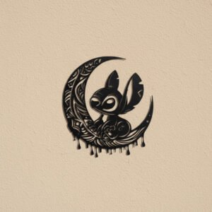Stitch on Moon Wall Art Side Angle View