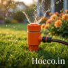 Hoeco Precision Garden Lawnmower Sprinkler | 360° Circular Irrigation System | High-Visibility Orange | Durable Weather-Resistant Ground Spike