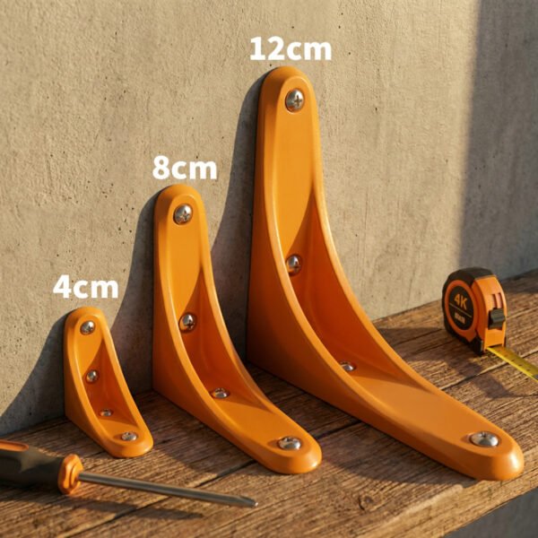 Heavy-Duty Modern Curved Shelf Brackets | Vibrant Orange Powder-Coated Steel (4cm, 8cm, 12cm Sizes)