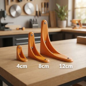 Heavy-Duty Modern Curved Shelf Brackets | Vibrant Orange Powder-Coated Steel (4cm, 8cm, 12cm Sizes)