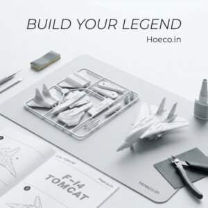 Hoeco F-14 Tomcat Precision Model Kit | DIY Aviation Assembly Set | Minimalist Fighter Jet Desk Display | Matte Stone White