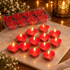 Red Heart Tea Light Candles 10-piece romantic candle set
