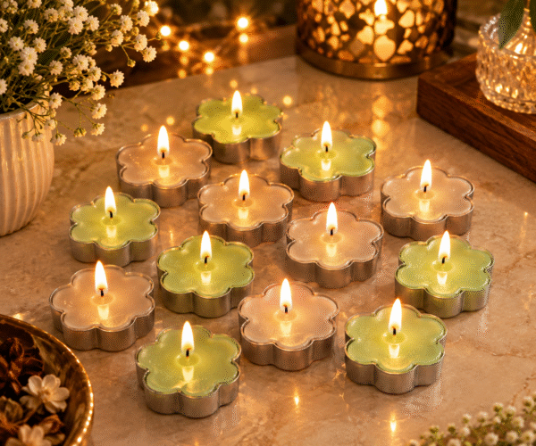 Flower Tea Light Candles set of 8 decorative floral candles