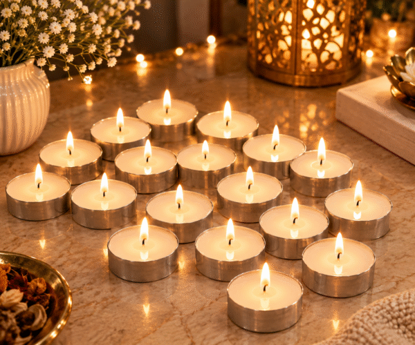 White Tin Candles 9-piece tealight set for cozy home decor