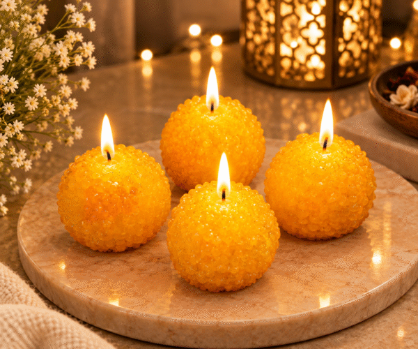 Motichoor Ladoo Candle traditional Indian sweet inspired decorative candle
