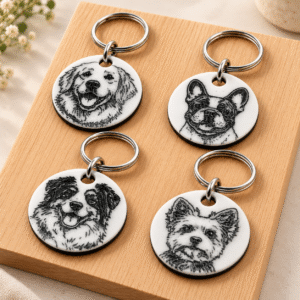 PawSketch Custom Dog Portrait Keychain