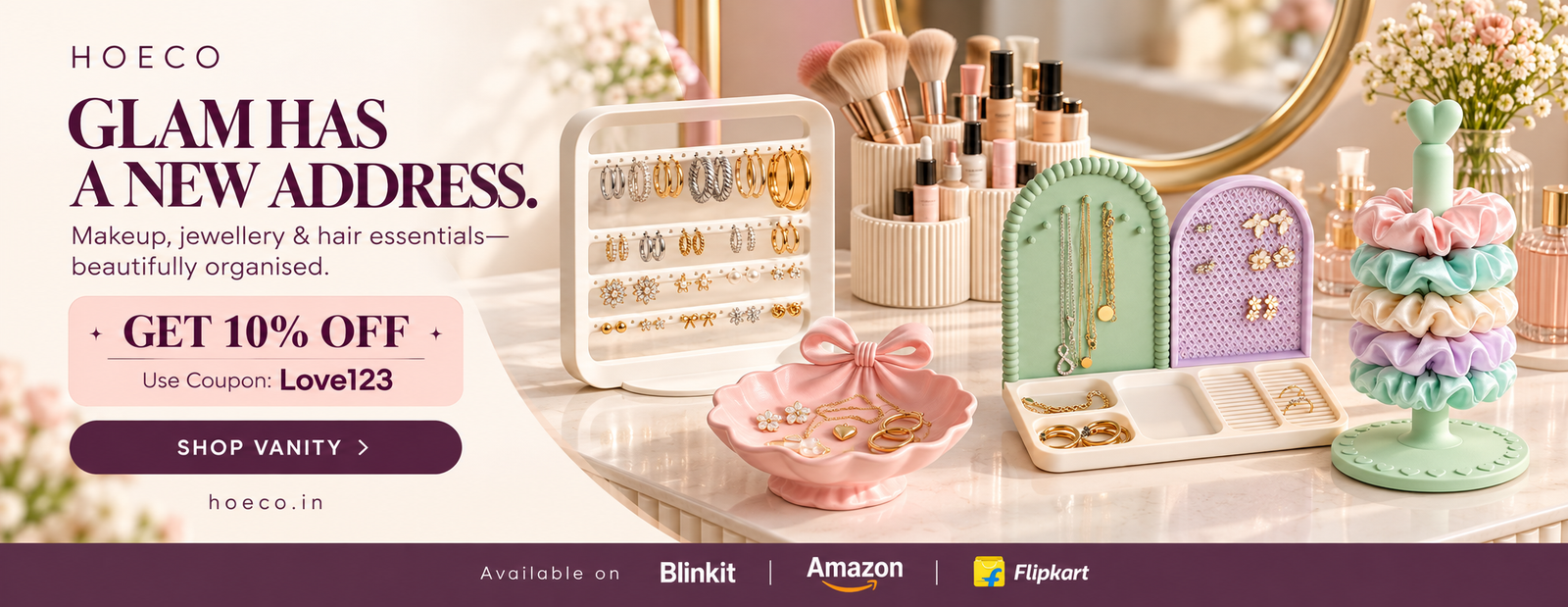 Glam vanity essentials ecommerce banner