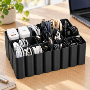 CableNest Black USB Cable Organizer – Every Cable in Its Place