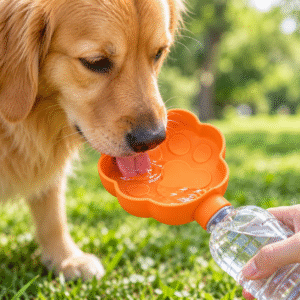 PawSip Portable Pet Water Bowl – Black & Orange Bottle Attachment