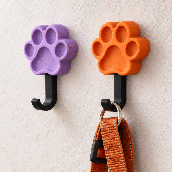 PawNest Dog Leash Wall Hook – Purple & Black or Orange & Black