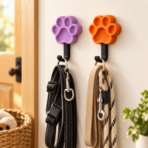PawNest Dog Leash Wall Hook – Purple & Black or Orange & Black