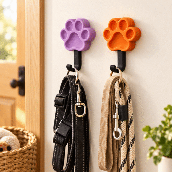 PawNest Dog Leash Wall Hook – Purple & Black or Orange & Black