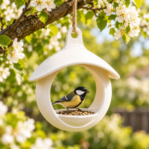 FeatherNest White Hanging Bird Feeder